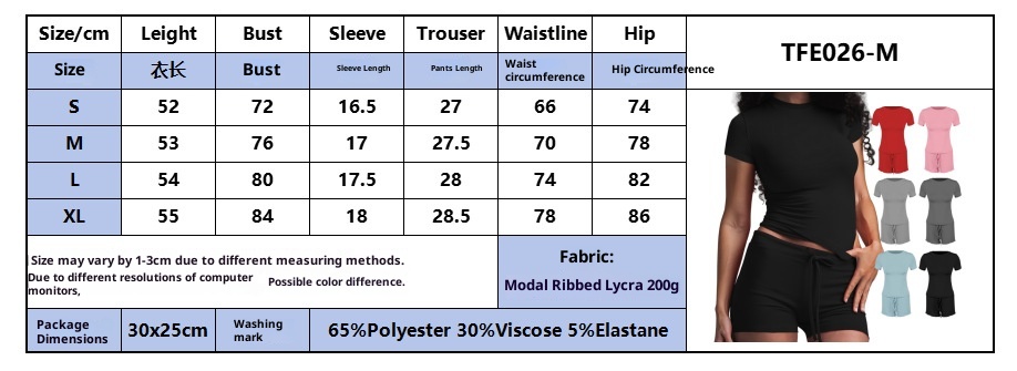 ChicShe Cross-Border Kardashian Crop Top Short Sleeve Shorts Round Neck European And American Casual T-Shirt Set Women's_voghion.com