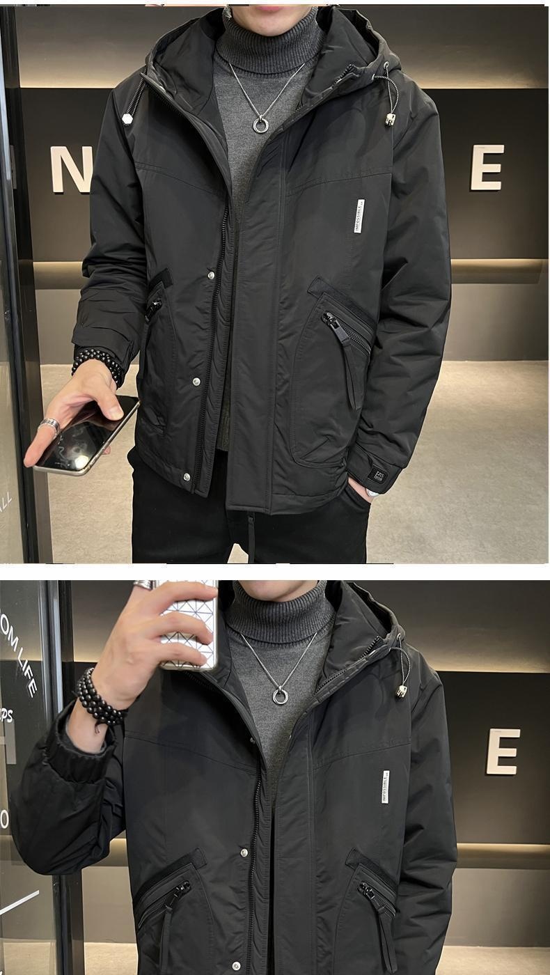 boy Padded Thickened Autumn Winter New Hooded Workwear Jacket Men's Coat Trendy Casual Windbreaker Warm_voghion.com