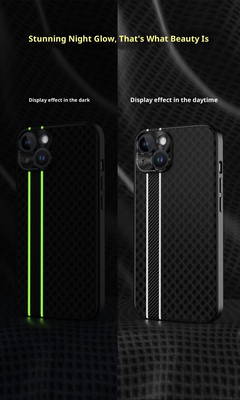 Custodia in fibra di carbonio TechGlobe Business per iPhone 15 Plus con strisce fluorescenti, custodia in pelle per iPhone 14 Pro Max, 13 XR_voghion.com