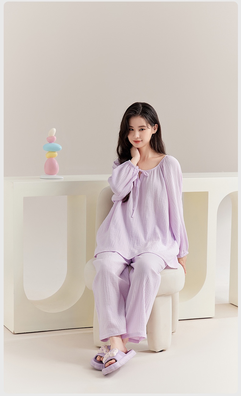 ChicShe Powerful Merchant A-Class Maternity Grade Gauze Pajamas For Women Spring And Autumn Pure Cotton Postpartum Nursing_voghion.com