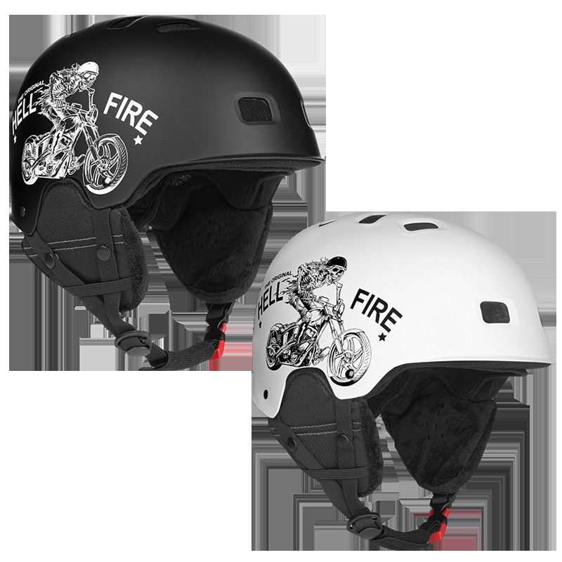 001 Skull Style Head-Mounted Ski Outdoor Adjustable Single And Double Board Sports Snow Helmet Anti-Collision Equipment_voghion.com