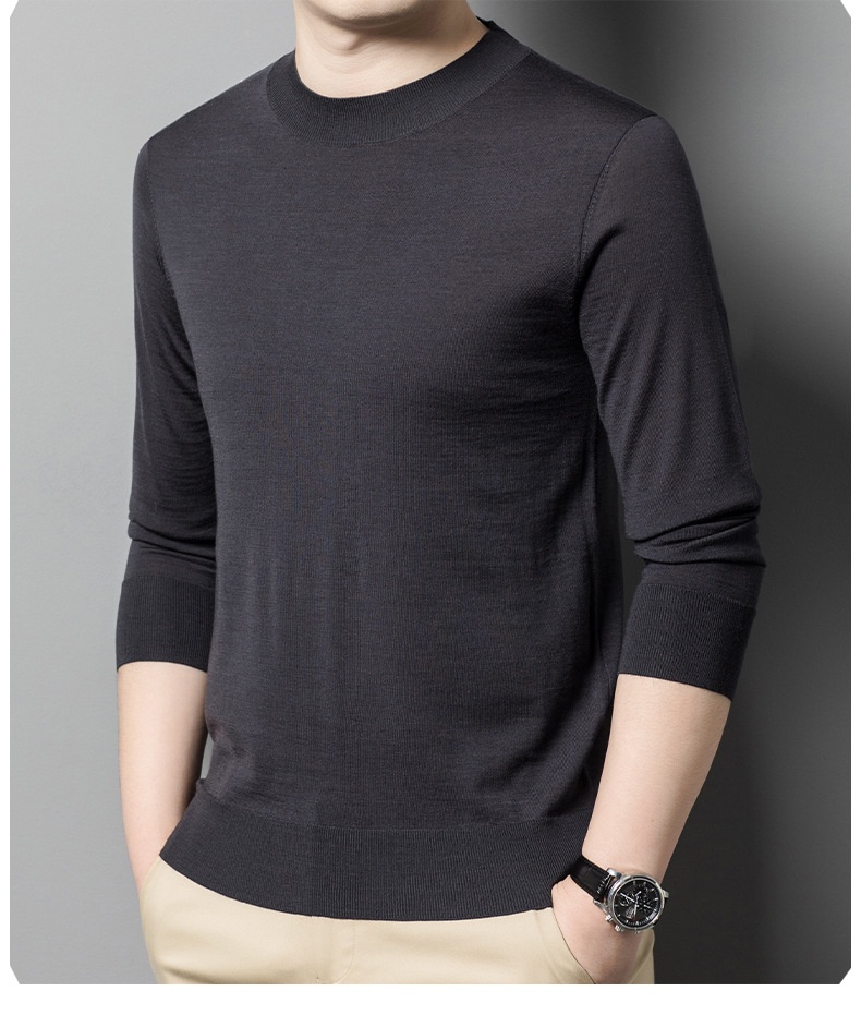Maglione da uomo in lana lavorata a maglia a collo alto, sottile e lavabile in lavatrice, di alta qualità, per uomini giovani e di mezza età_voghion.com