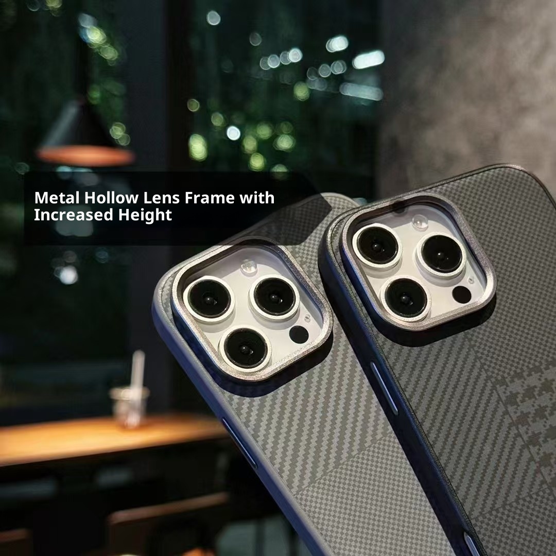 TechGlobe Suitable For IPhone 17 Pro Max Case Kevlar Texture Plain Leather 16 Metal Lens Ring 15 Shockproof Cover_voghion.com