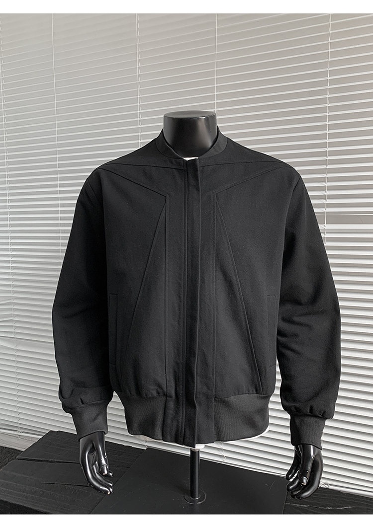 boy Black Warrior Heavy Canvas Flight Jacket Men's Autumn Bomber Inverted Triangle Silhouette Washed Vintage Cotton Coat_voghion.com