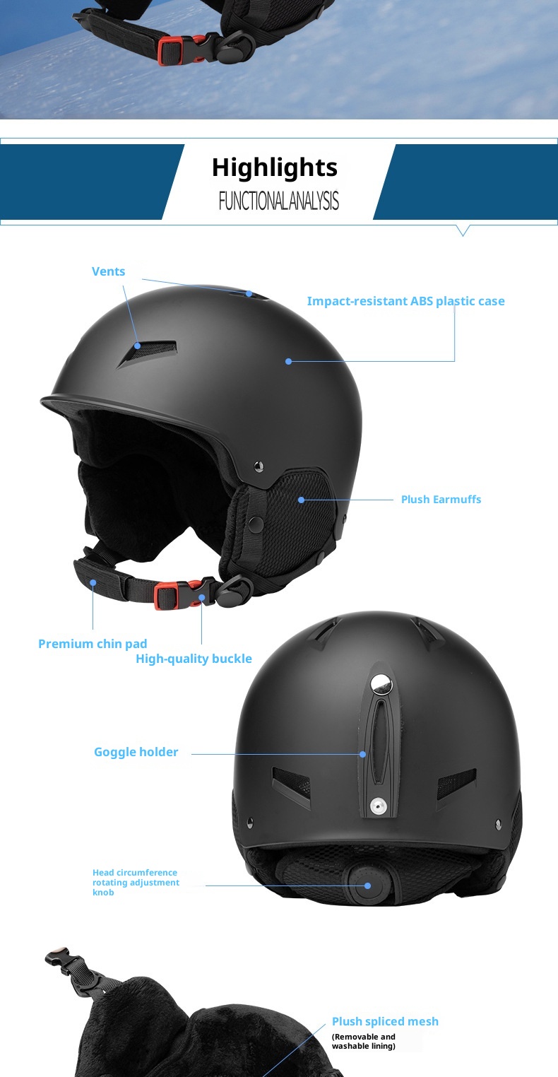 001 Neuer winddichter Skihelm mit Ohrenschutz, warm, für Erwachsene, Unisex, Snowboard- und Fahrradhelm, Winterhelm_voghion.com