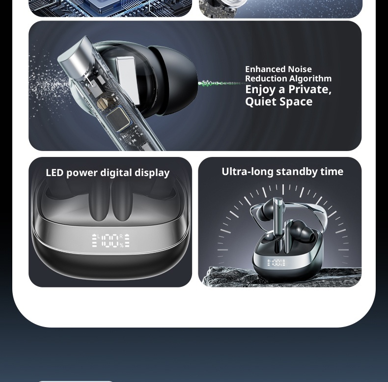 3c Cross-border AI Translation Hot-Selling True Wireless Bluetooth Earbuds Noise Cancelling In-Ear Long Battery Life Large_voghion.com