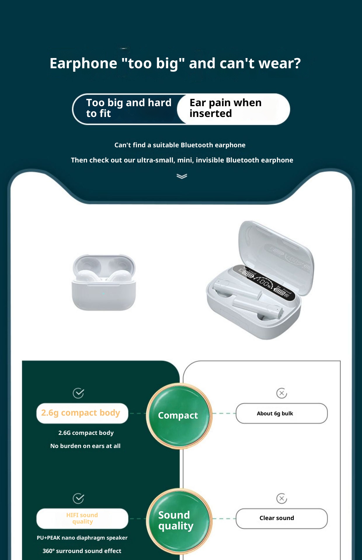 3c Grenzüberschreitender Direktverkauf ab Werk Por4SS Kleine Mini-Bluetooth-Kopfhörer Kompakt Kabellos Unsichtbar Zum Schlafen Tragen Nein_voghion.com