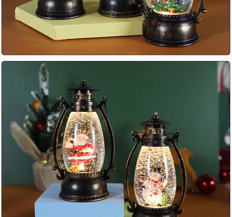 Lillian Decorations Crystal Ball Glowing Handheld Oil Lamp Snow Floating Light Gift Christmas Tabletop Ornament_voghion.com