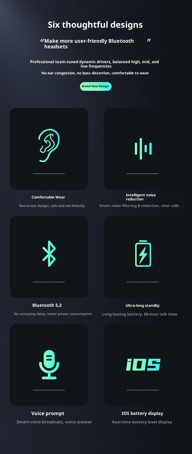 3c New OWS Bluetooth Headphones Bone Conduction Wireless Open Ear Running Noise Cancelling Stereo_voghion.com