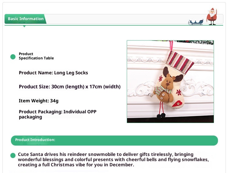 Lillian Cross-Border New Hot-Selling Supplies Medium Size Doll Stocking Cartoon 3D Christmas Ornament Decoration Gift_voghion.com