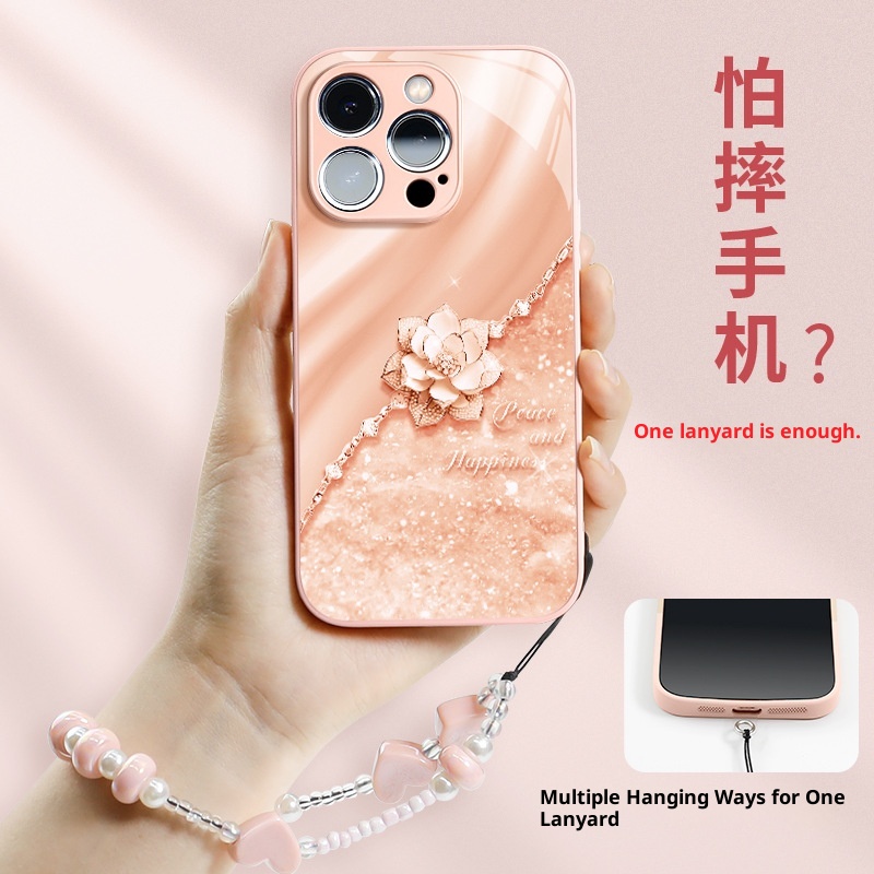 Custodia per telefono compatibile con TechGlobe 15, nuovo iPhone 16 Max, in vetro 12 Pro con cordino, 14 da donna, 13 Premium_voghion.com