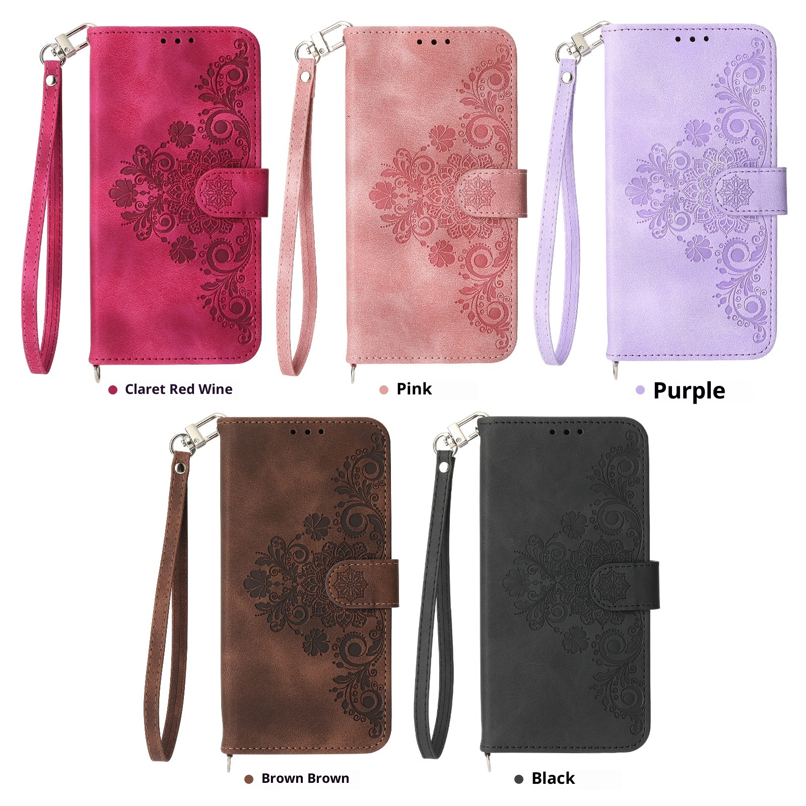 Custodia protettiva con slot per carte magnetiche in rilievo compatibile con iPhone 14 Pro Max, con tracolla e effetto pelle TechGlobe_voghion.com