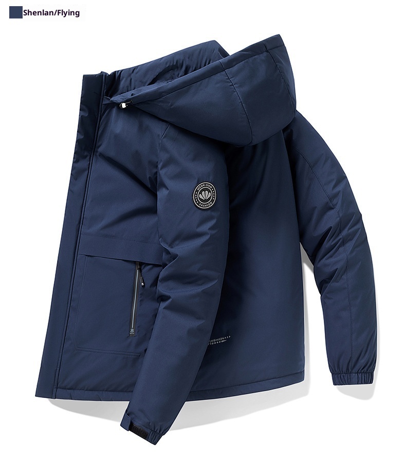 Jaqueta masculina de inverno com capuz, estilo softshell, em algodão espesso com grafeno._voghion.com