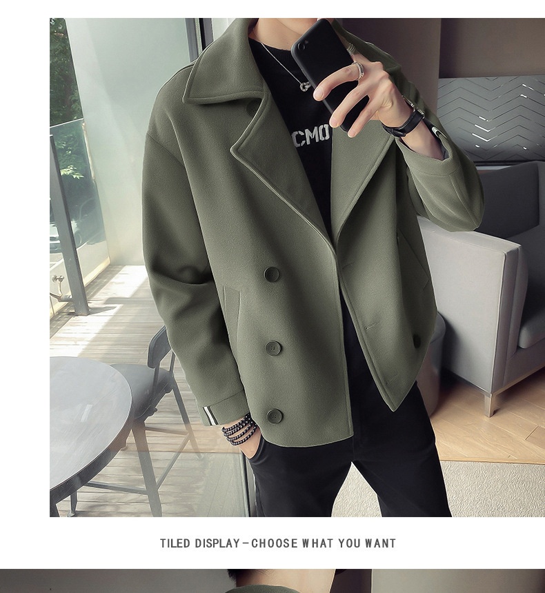 boy Tredy Brad Autum Witer New Me's Short Trech Korea Style British Casual Iteret Celebrity Warm Woole Coat For_voghion.com