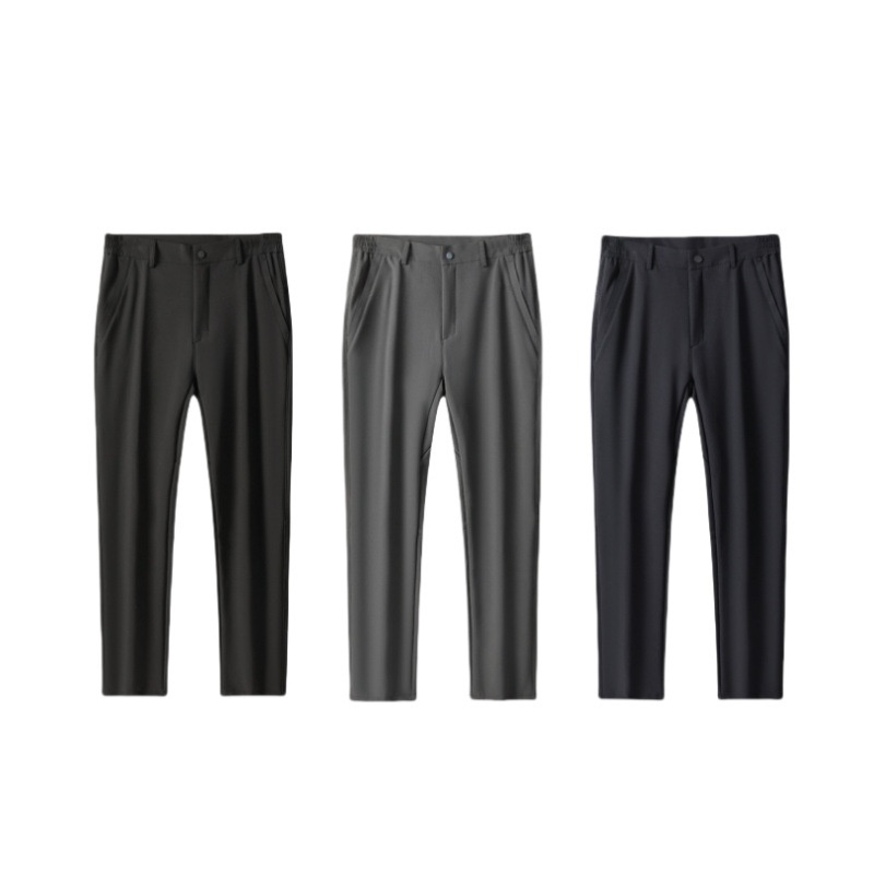 001 JHOD351624 Pantaloni dritti elasticizzati antivento impermeabili foderati in pile, spessi e caldi_voghion.com