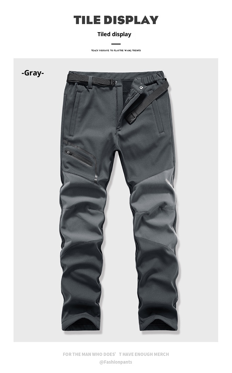 001 Outdoor Sports Casual Softshell For Men, Autumn Winter Fleece-Lined Thickened Warm Hiking Pants, Waterproof And_voghion.com