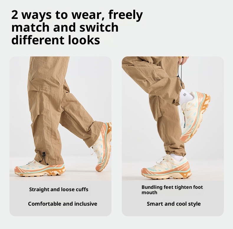 001 Mountain Style Outdoor Softshell For Men And Women, Windproof, Waterproof, Adjustable Long Loose Hiking Pants, Trendy_voghion.com