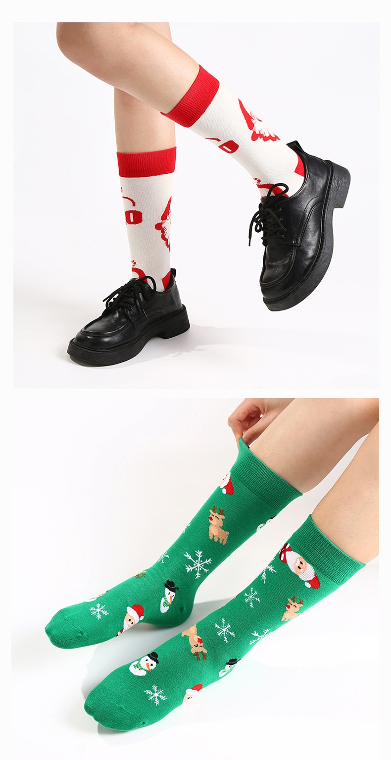 Lillian Cross-Border Haichin Neue wadenhohe Weihnachtssocken für Damen, europäische und amerikanische Designer-Baumwollsocken im Weihnachtsmann-Stil_voghion.com