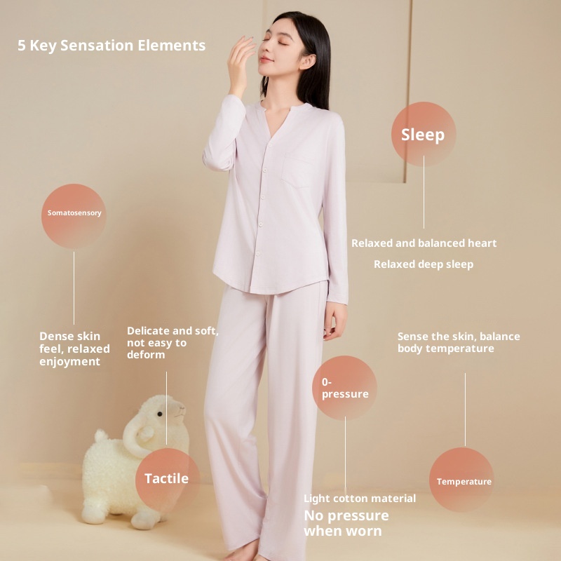 ChicShe Classe A Pigiama da donna in Tencel, traspirante, antibatterico, a maniche lunghe, autunnale, in cotone, per la casa, Xinjiang_voghion.com