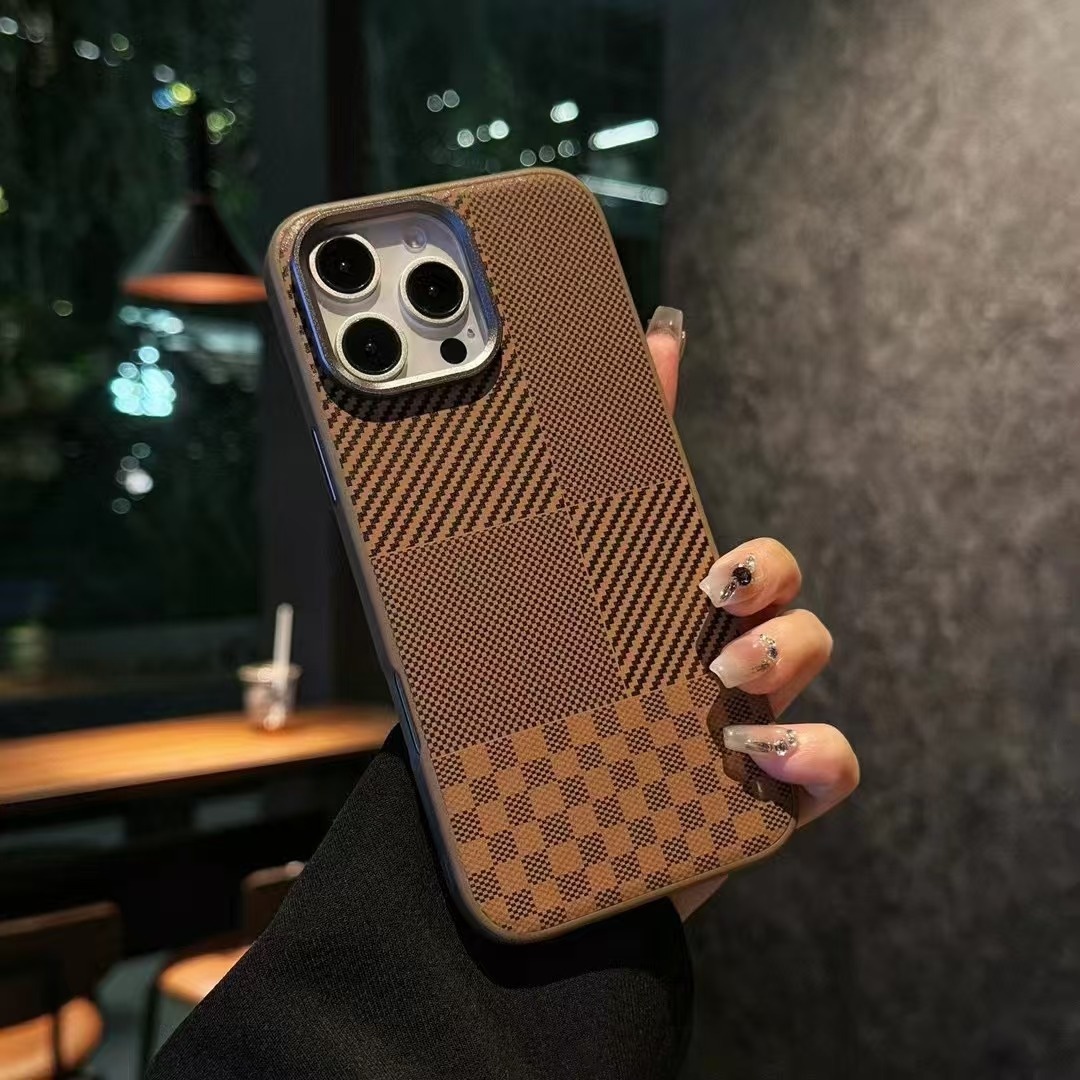 TechGlobe Suitable For IPhone 17 Pro Max Case Kevlar Texture Plain Leather 16 Metal Lens Ring 15 Shockproof Cover_voghion.com