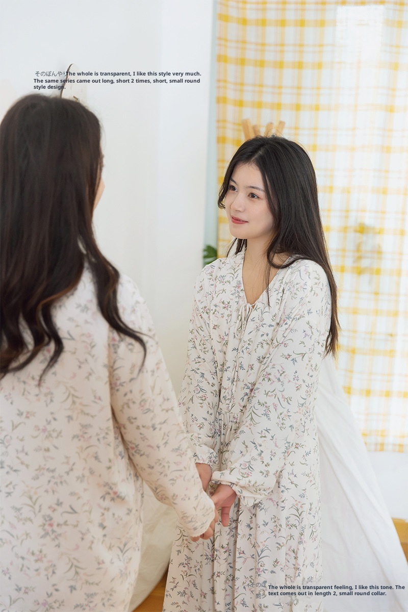 ChicShe Spanish O Marka Kadın İlkbahar Yaz Gül Uzun Kollu Vintage Küçük Çiçekli Pamuklu Rayon Pijama Takımı Kadınlar İçin_voghion.com