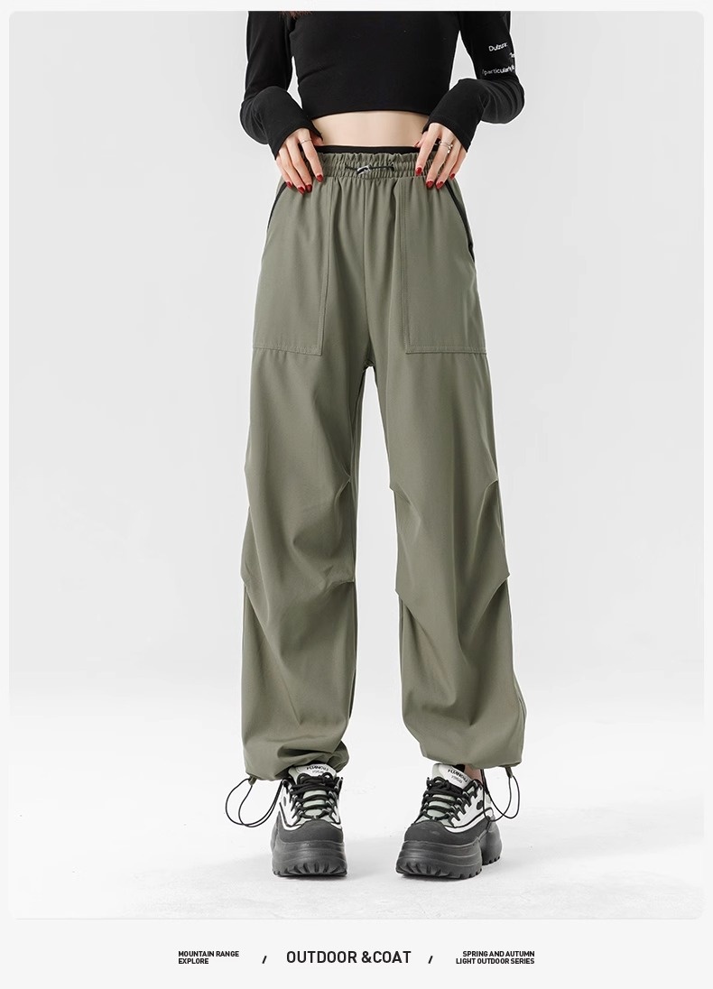 001 Woodpecker Pantalones casuales de verano para mujer, largos, con cordón, sencillos, de cintura alta, adelgazantes, de pierna ancha, para exteriores, para hombre_voghion.com