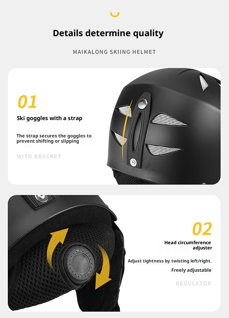 001 Professional Ski Helmet Hat Snow Goggles Integrated For Men Women Adults And Children Full Set Safety Gear_voghion.com