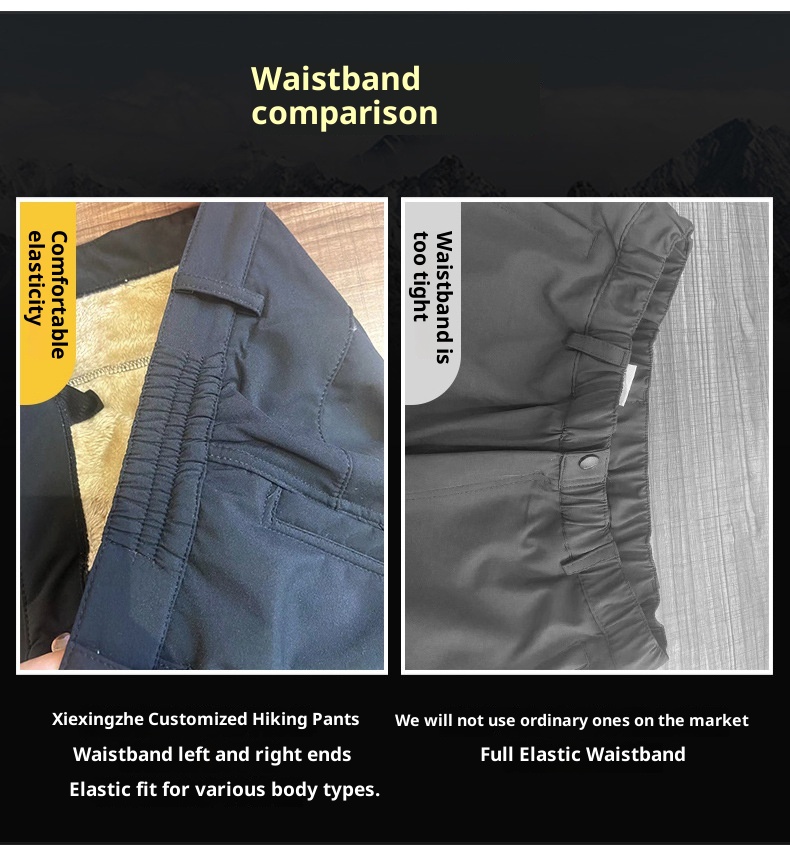 001 Herren Softshell Wanderhose, Outdoor-Hose, Damen Herbst Winter, gefüttert, dick, warm, locker, wasserdicht, Fleece-Skihose_voghion.com