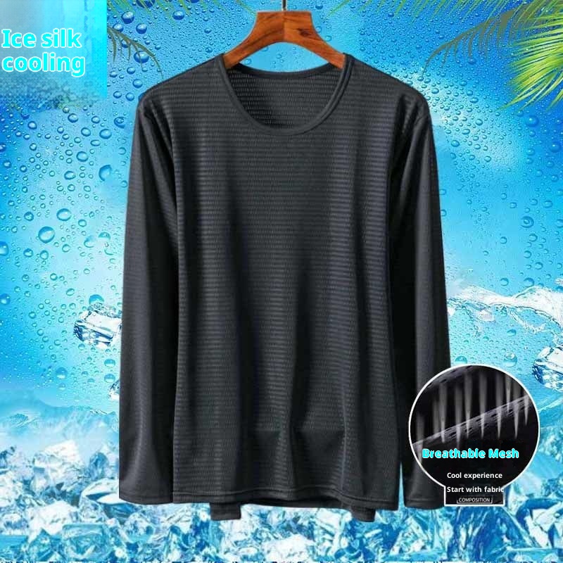 Langarmshirt für Herren, ideal für den Sommer, zum Schutz vor der Sonne, dünn, schnelltrocknend, sportlich, weiß, locker geschnitten, Übergröße, aus Eisseide_voghion.com