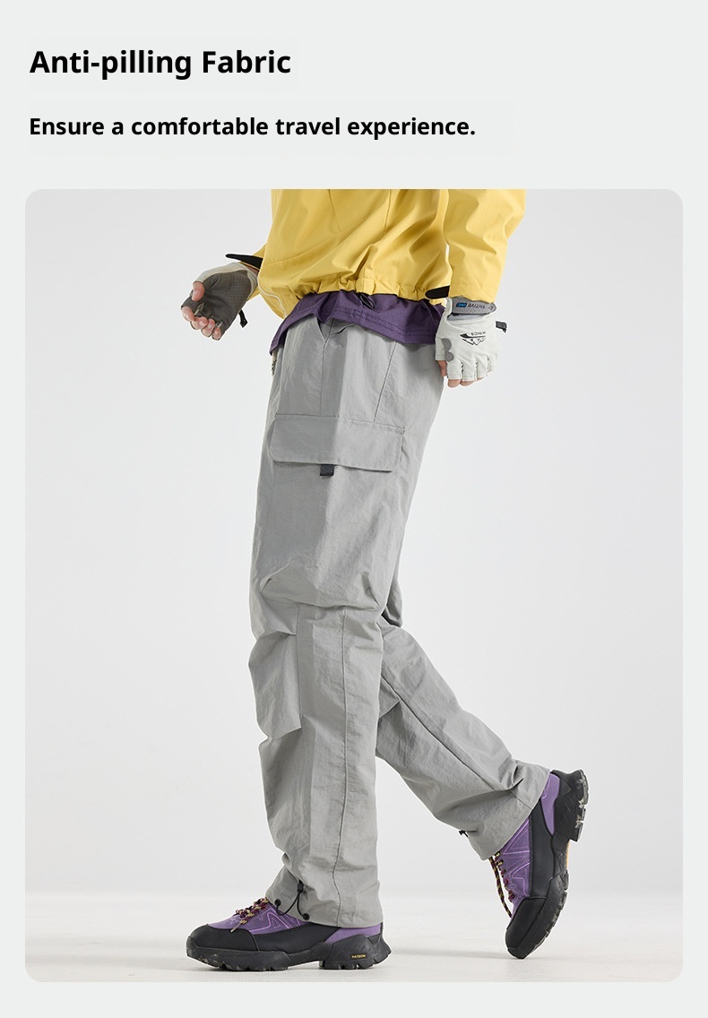 001 Mountain Style Outdoor Softshell For Men And Women, Windproof, Waterproof, Adjustable Long Loose Hiking Pants, Trendy_voghion.com