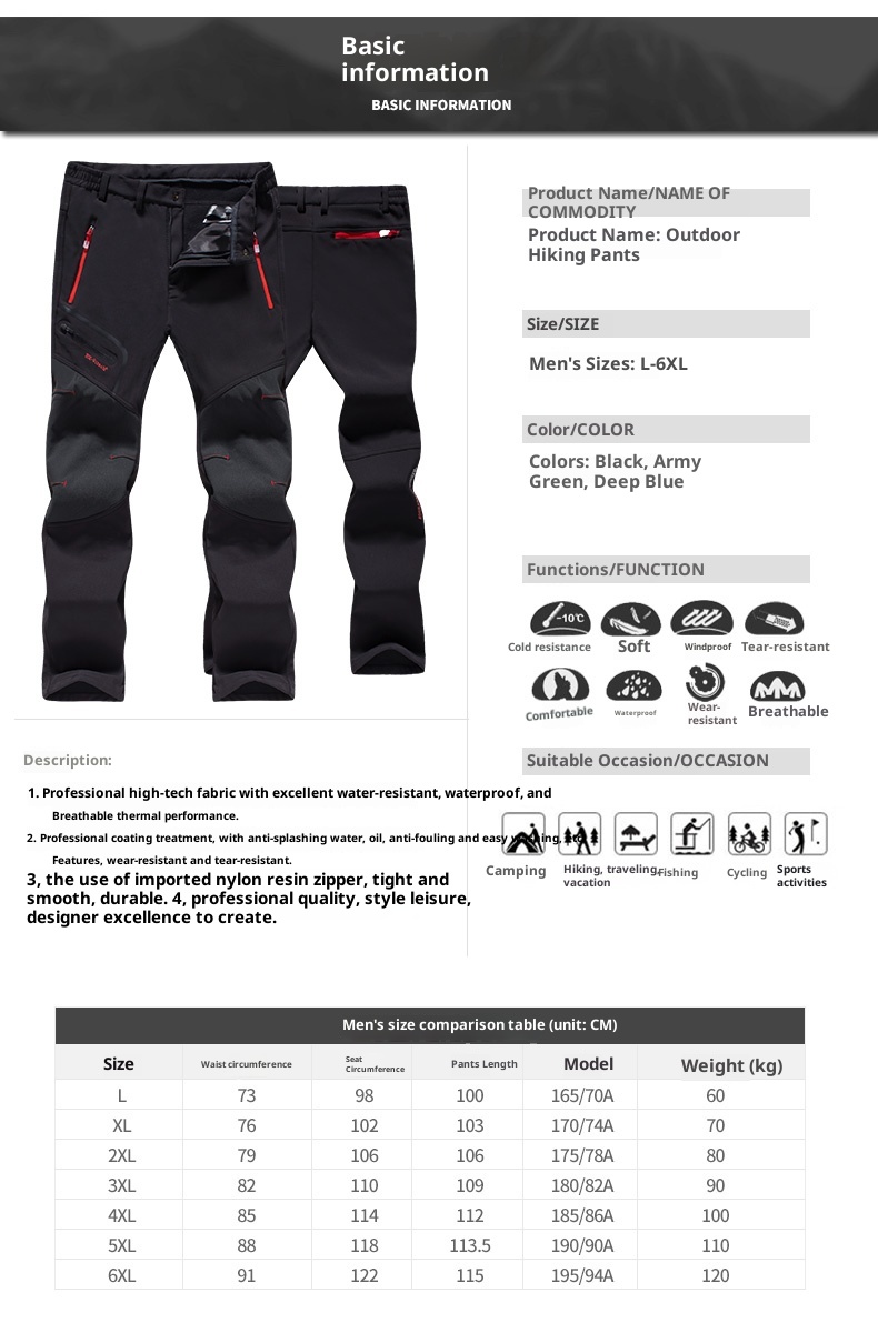 001 Outdoor Softshell For Men Women, Autumn Winter, Thickened, Windproof, Waterproof, Plus Size, Warm, Fleece-Lined, Hiking_voghion.com