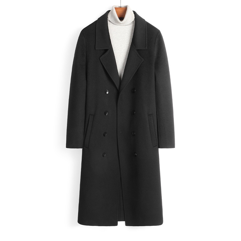 boy 2025 High-End 100% Double-Sided Premium Woolen Jacket Men's Over-Knee Wool Coat Wholesale_voghion.com