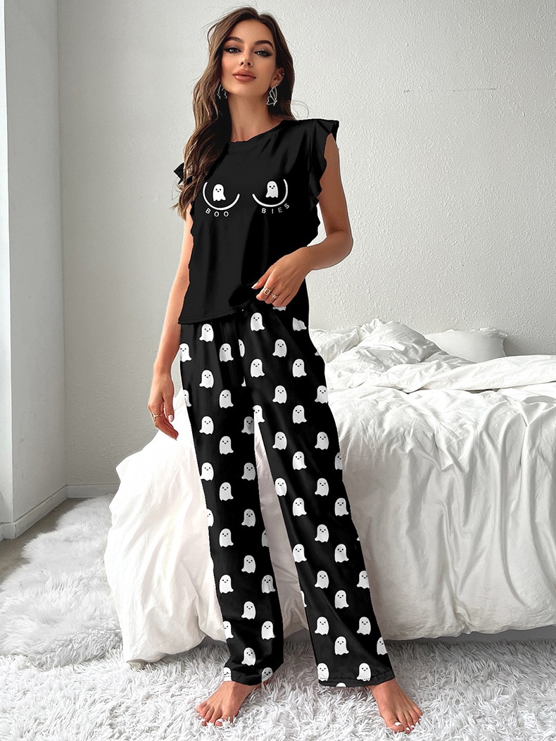 ChicShe 2024 New Cross-Border European And American Style Short Sleeve T-Shirt Long Pants Women's Pajamas Casual Comfortable_voghion.com