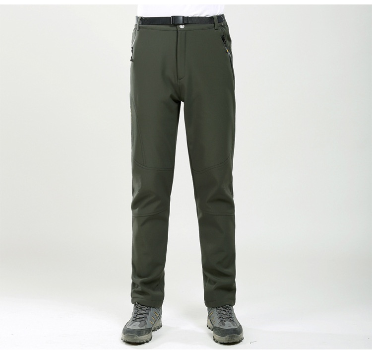 001 Winter Fleece-Lined For Men Women, Windproof And Waterproof, Hiking Pants, Couples' Warm Softshell Pants_voghion.com