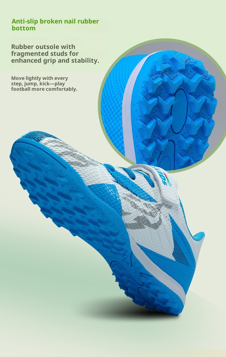 ShoeGlobe Zhizu Brand Soccer Children, No-Tie Shoelaces, Buckle TF Rubber Sole, Artificial Turf Training Shoes For Primary And_voghion.com