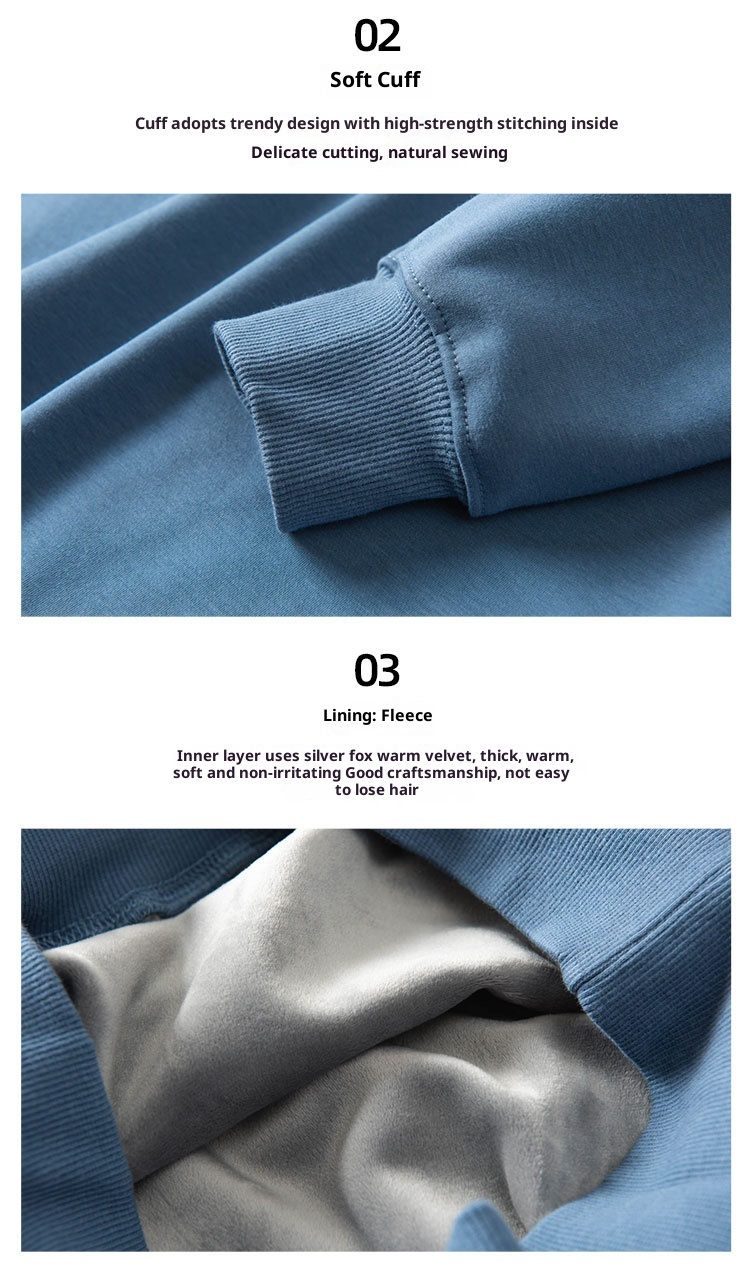 Sweat-shirt d'hiver en polaire épaisse pour homme, couleur unie, chaud, col rond, grandes tailles, coupe ample, impression personnalisée_voghion.com