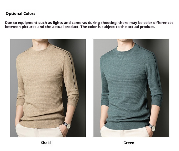 boy Thin Long Sleeve Knitted Wool For Men, Spring And Autumn, Round Neck, Casual Versatile Stretchy Trendy Fashion Base_voghion.com