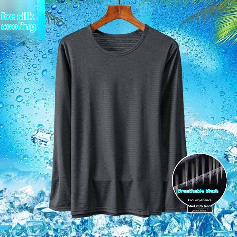 Langarmshirt für Herren, ideal für den Sommer, zum Schutz vor der Sonne, dünn, schnelltrocknend, sportlich, weiß, locker geschnitten, Übergröße, aus Eisseide_voghion.com