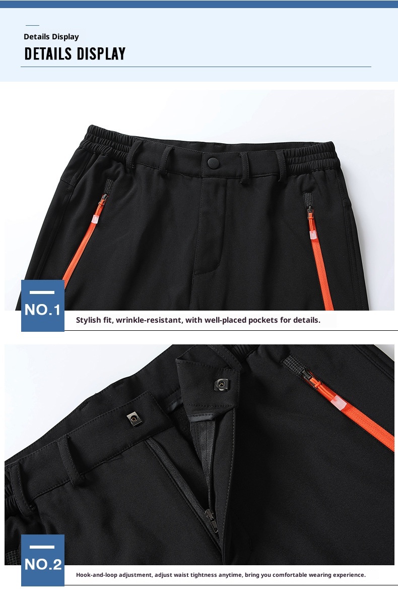 001 Men's Windproof Waterproof Outdoor Sports Hiking Spring Autumn Thin Soft Shell Rainproof Mountaineering Pants_voghion.com