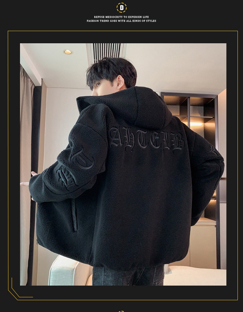 boy Lamb Wool Plush For Men, Autumn 2024 New Style, Particle Fleece Winter Coat, Trendy Brand, Fleece-Lined And Thickened_voghion.com