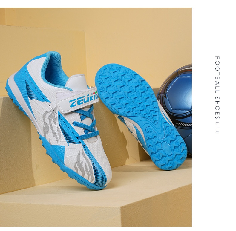 ShoeGlobe Zhizu Brand Soccer Children, No-Tie Shoelaces, Buckle TF Rubber Sole, Artificial Turf Training Shoes For Primary And_voghion.com