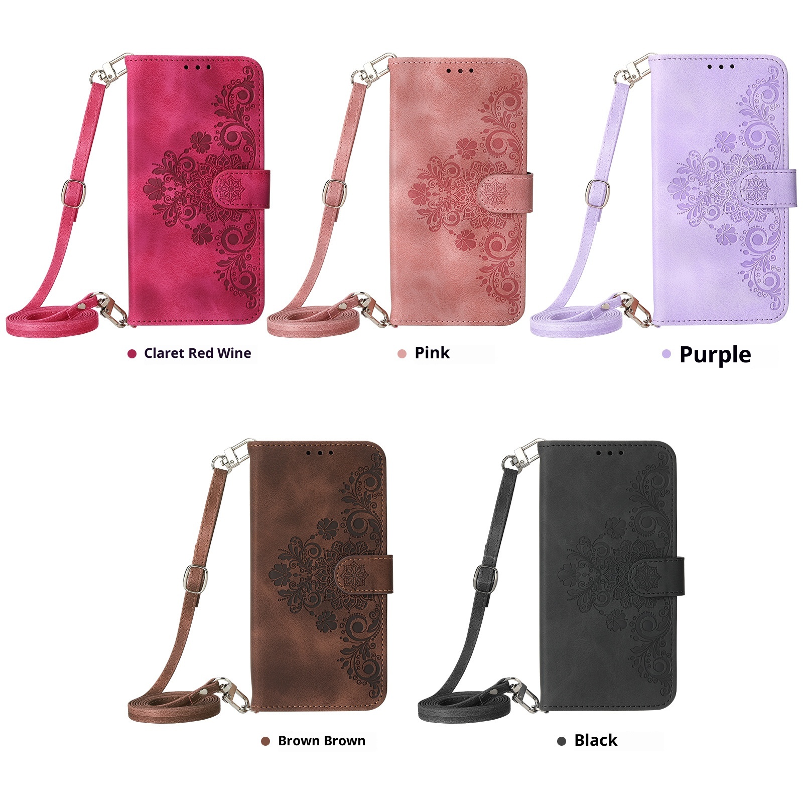 Custodia protettiva con slot per carte magnetiche in rilievo compatibile con iPhone 14 Pro Max, con tracolla e effetto pelle TechGlobe_voghion.com