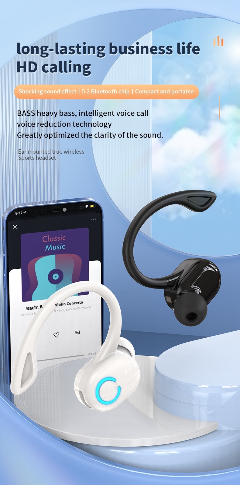 3c Hot-selling W6 Bluetooth Single Ear Hook Wireless Sports Earphone Cross-border Wholesale_voghion.com