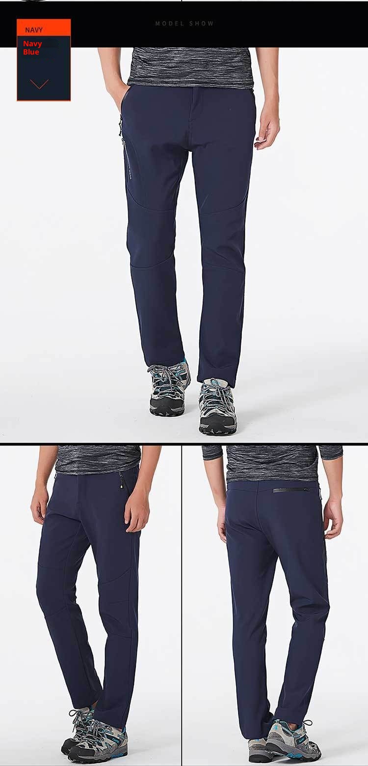 001 Soft Shell Softshell Men Women Fleece-Lined Ski Thickened Warm Outdoor Fleece Hiking Pants_voghion.com