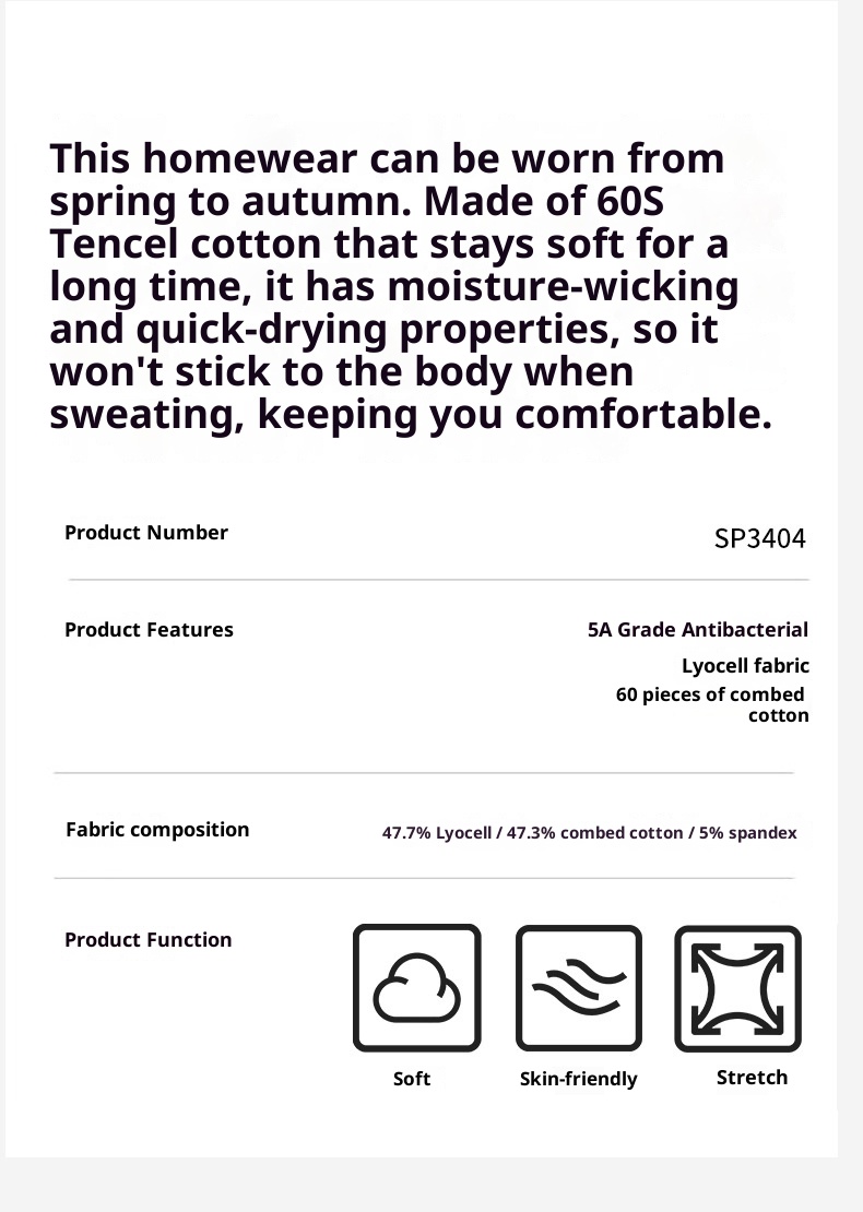 ChicShe Classe A Pigiama da donna in Tencel, traspirante, antibatterico, a maniche lunghe, autunnale, in cotone, per la casa, Xinjiang_voghion.com