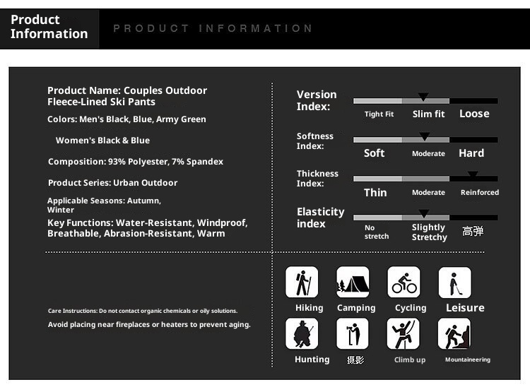 001 2024 New Fleece-Lined Warm Unisex Outdoor Windproof Waterproof Softshell Casual Sports Pants_voghion.com