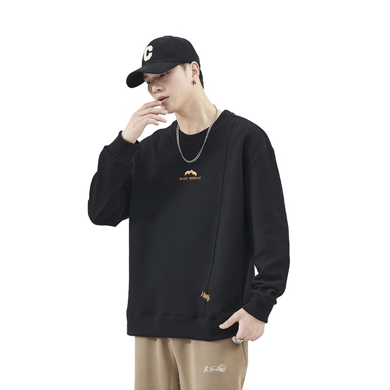 Felpa invernale imbottita con fodera in pile Anyang per uomo 2024, nuovo strato di base con scollo rotondo, calda e casual da uomo_voghion.com