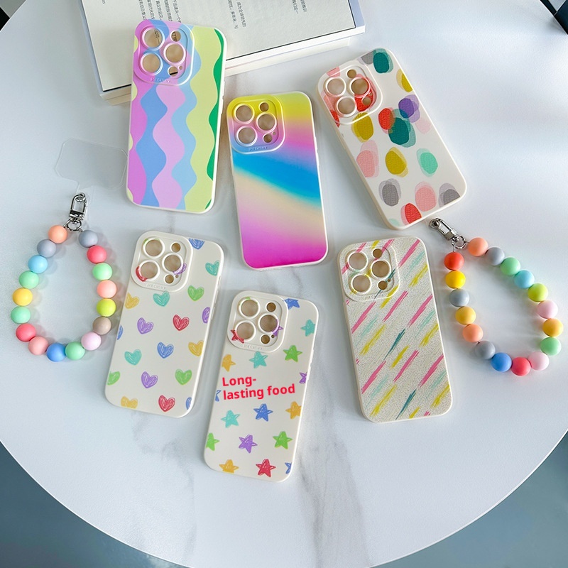 TechGlobe Hanging 16 Rainbow Strap 15 Pro Chain 14 Custodia morbida compatibile con iPhone 13_voghion.com