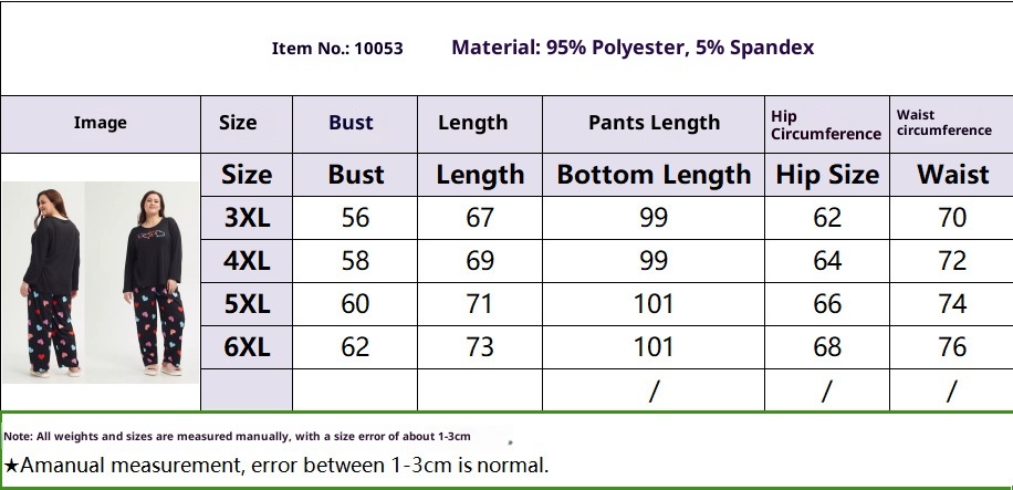 ChicShe Cross-border Exclusive European And American Style Homewear Colorful Heart Print Short Sleeve Long Pants Women's Pajama_voghion.com