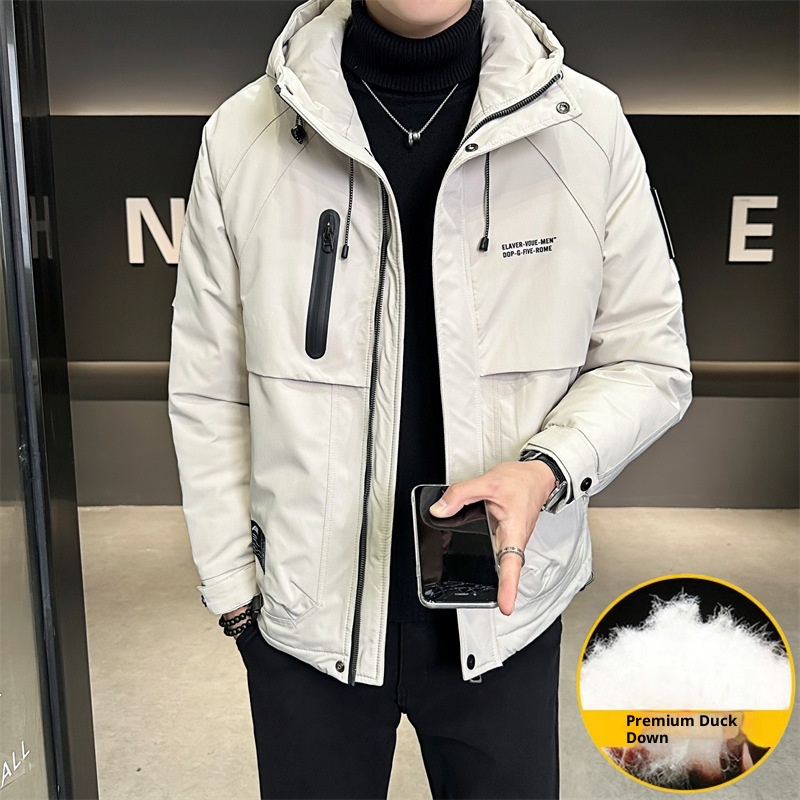 Winterdaunenjacke im gleichen Stil für Herren, trendige Marke, attraktive Kapuzenjacke, Arbeitskleidung, dicker, warmer Mantel_voghion.com